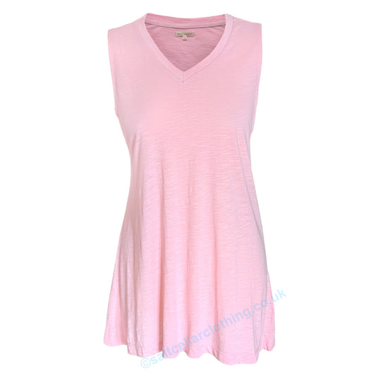 Front view of a Mudd & Water womens Rozela sleeveless vest in Candy Pink on a white background