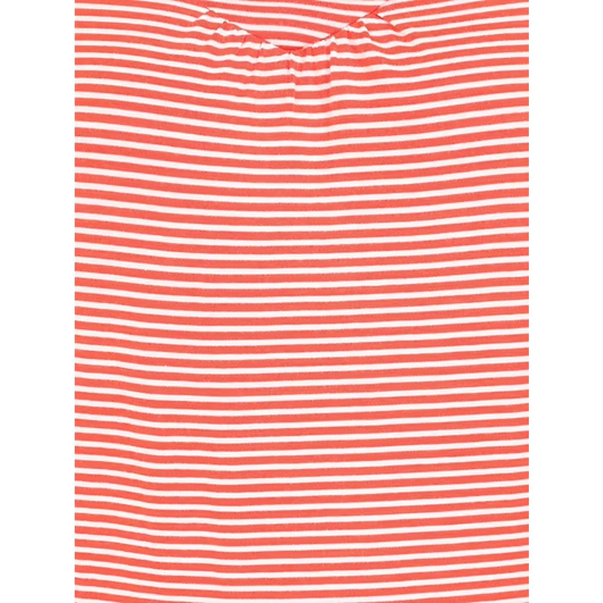 Coral and white fine stripe fabric on a white background