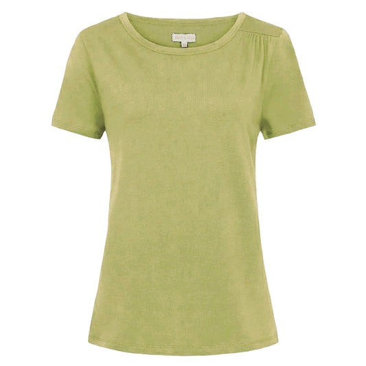 A womens Mudd & Water Olive Green t-shirt on a white background