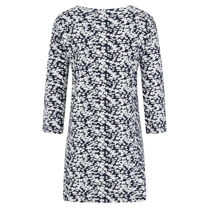 Mudd Water womens Francoise floral tunic navy with long sleeves and white flower pattern