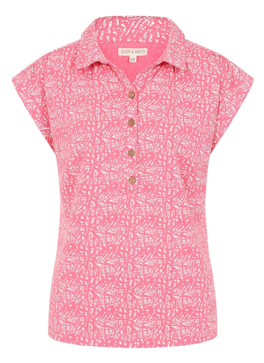 Mudd & Water women's Alice Top in Pink Abstract Print.