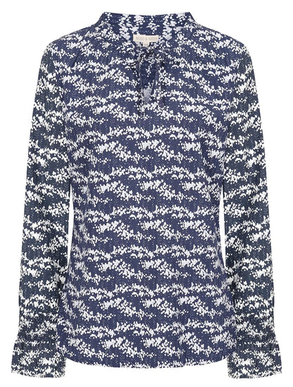 Mudd & Water Womens Tie Neck Daisy Blouse - Navy Dot Print