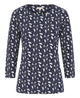 Mudd & Water Womens Fern Top Polka Leaf Print Navy