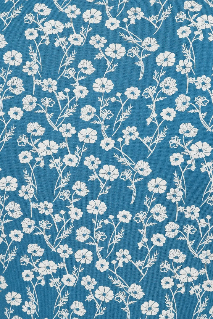 Mudd & Water Womens Alice Top - Teal Meadow Print
