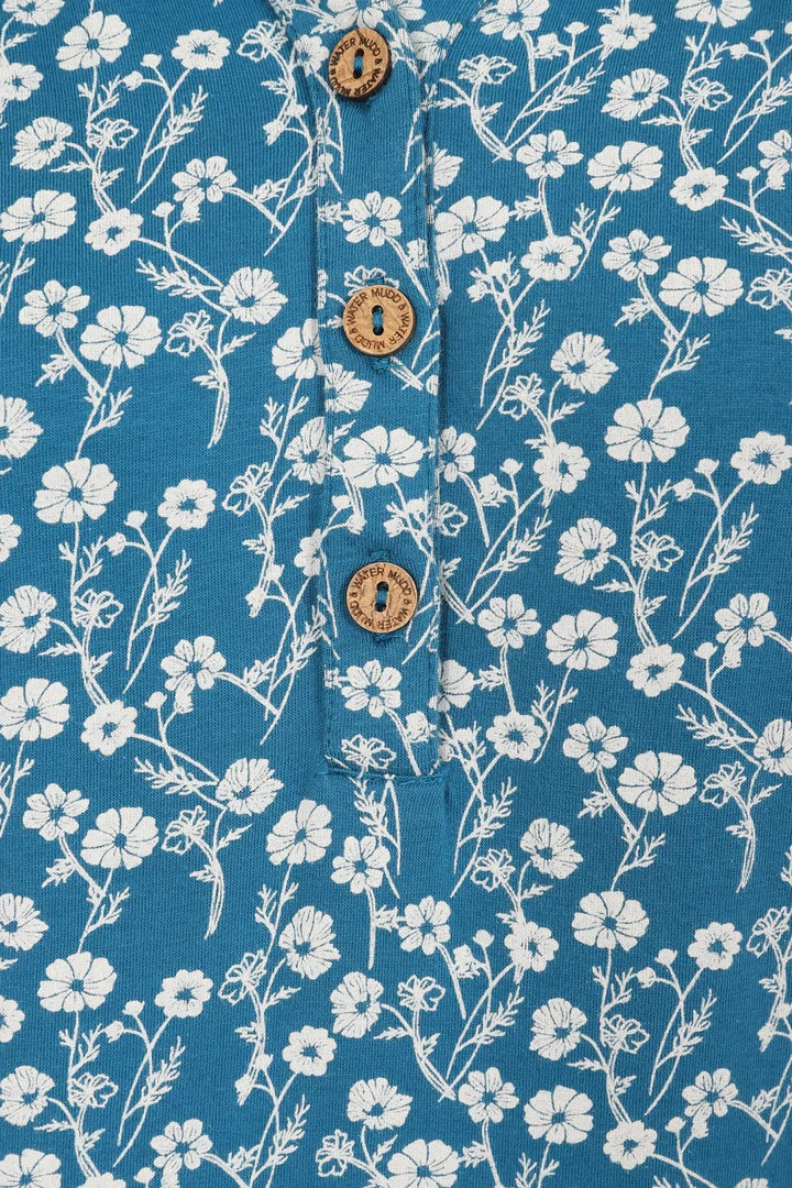 Mudd & Water Womens Alice Top - Teal Meadow Print
