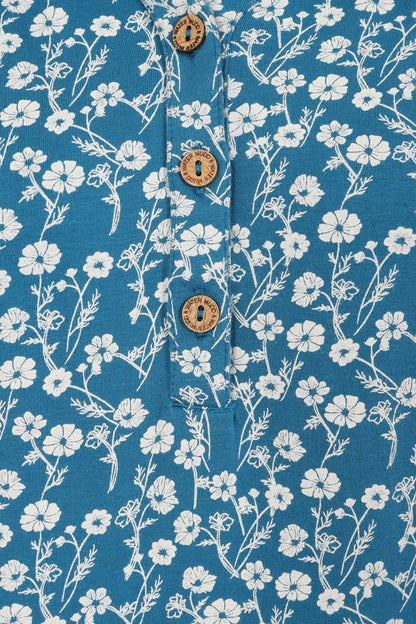 Mudd & Water Womens Alice Top - Teal Meadow Print