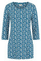 Mudd & Water Womens Francoise Tunic Polka Leaf Print Teal