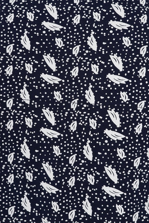 White polka dot and leaf pattern on a Navy background women's Francoise tunic from Mudd & Water.