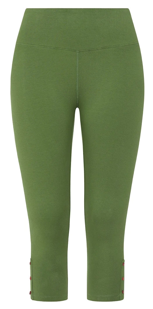 Mudd & Water women's organic cotton crop length Island leggings in Green.