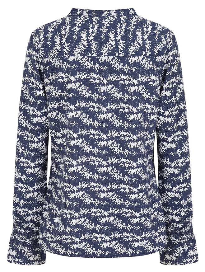 Mudd & Water Womens Tie Neck Daisy Blouse - Navy Dot Print