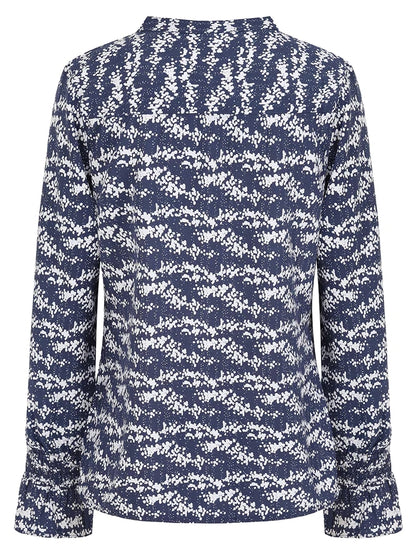 Mudd & Water Womens Tie Neck Daisy Blouse - Navy Dot Print