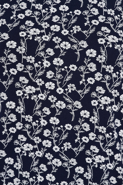 White Meadow floral pattern on a Navy background women's Francoise tunic from Mudd & Water.