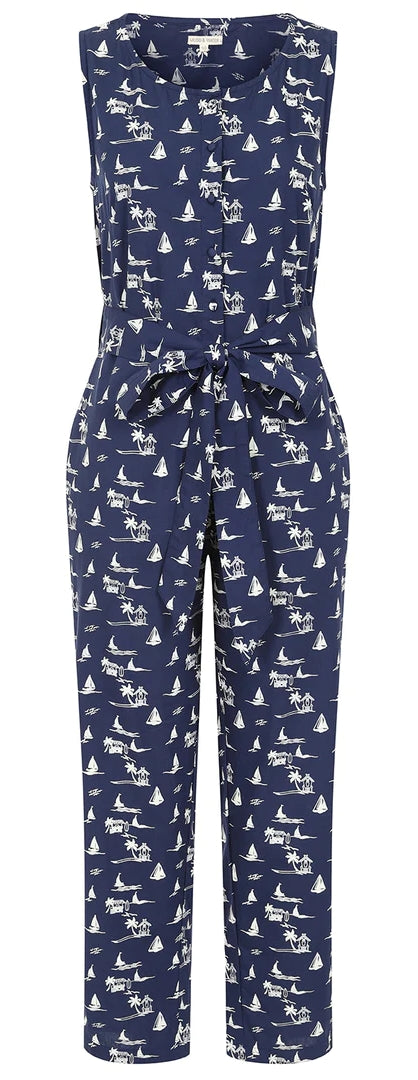 Mudd & Water Womens Wave Jumpsuit - Navy / Nautical Print