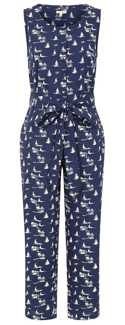 Mudd & Water Womens Wave Jumpsuit - Navy / Nautical Print