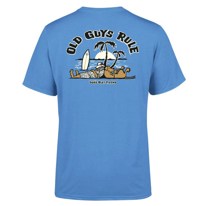 Old Guys Rule Mens Dogs Best Friend II Printed T-Shirt - Iris Blue