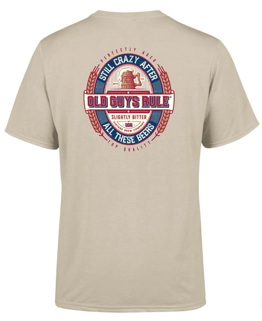 Old Guys Rule Mens Still Crazy IV Printed T-Shirt - Sand