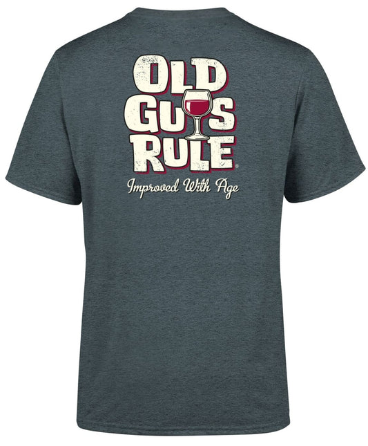 Old Guys Rule Mens 'Improved with Age III' Printed T-Shirt - Dark Heather Navy