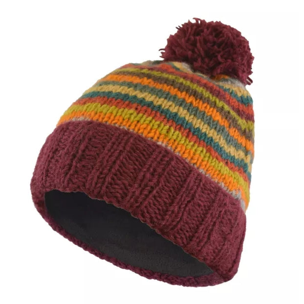 Pachamama Adults Grassington Knitted Bobble Beanie Multicolour Stripe