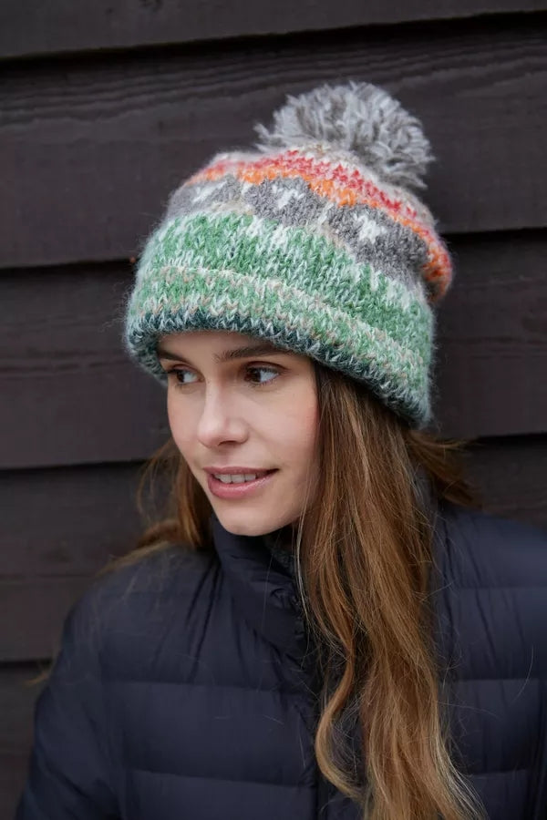 Pachamama Adults Hazy Herds Knitted Bobble Beanie - Multicoloured