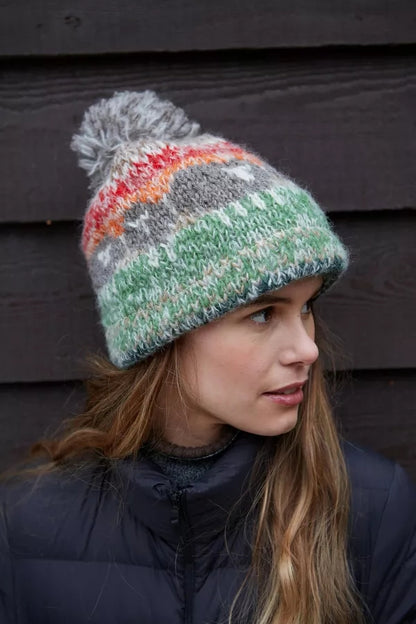 Pachamama Adults Hazy Herds Knitted Bobble Beanie - Multicoloured