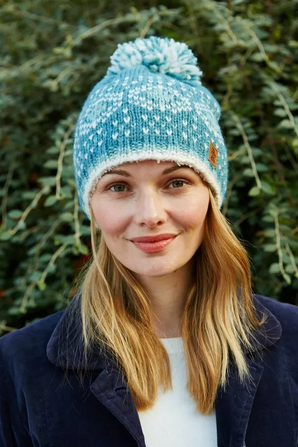 Pachamama Adults Pentle Bay Knitted Bobble Beanie - Teal Blue