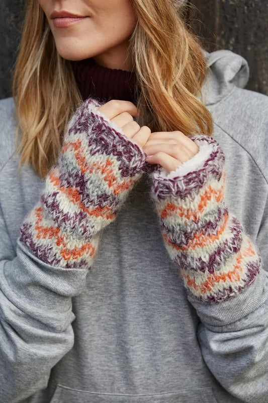 Pachamama Adults Totnes Knitted Handwarmers - Damson