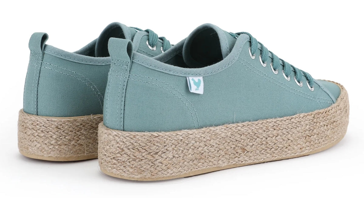 Pitas Womens Ada Lace Up Espadrille Shoes - Mediterranean Green