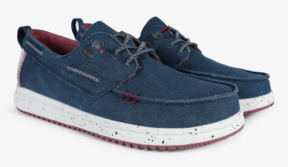 Pitas men's Byron lightweight canvas deck shoes in Marino Navy.