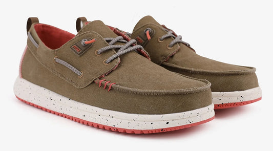 Pitas men's Byron canvas deck shoes in Camel.