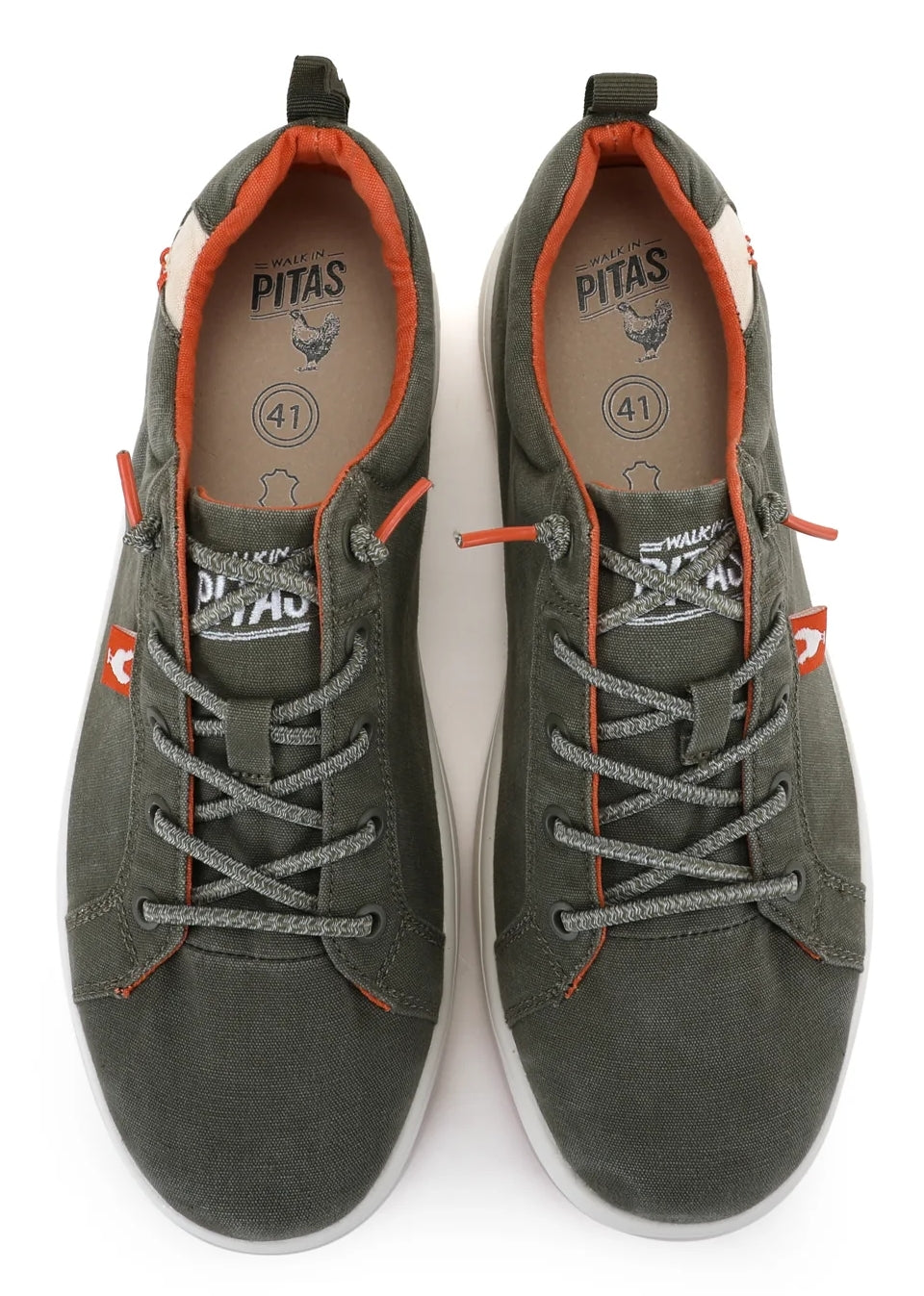 Men's Malibu lace up shoes in Khaki Green from Pitas with leather topped cushioning insoles.