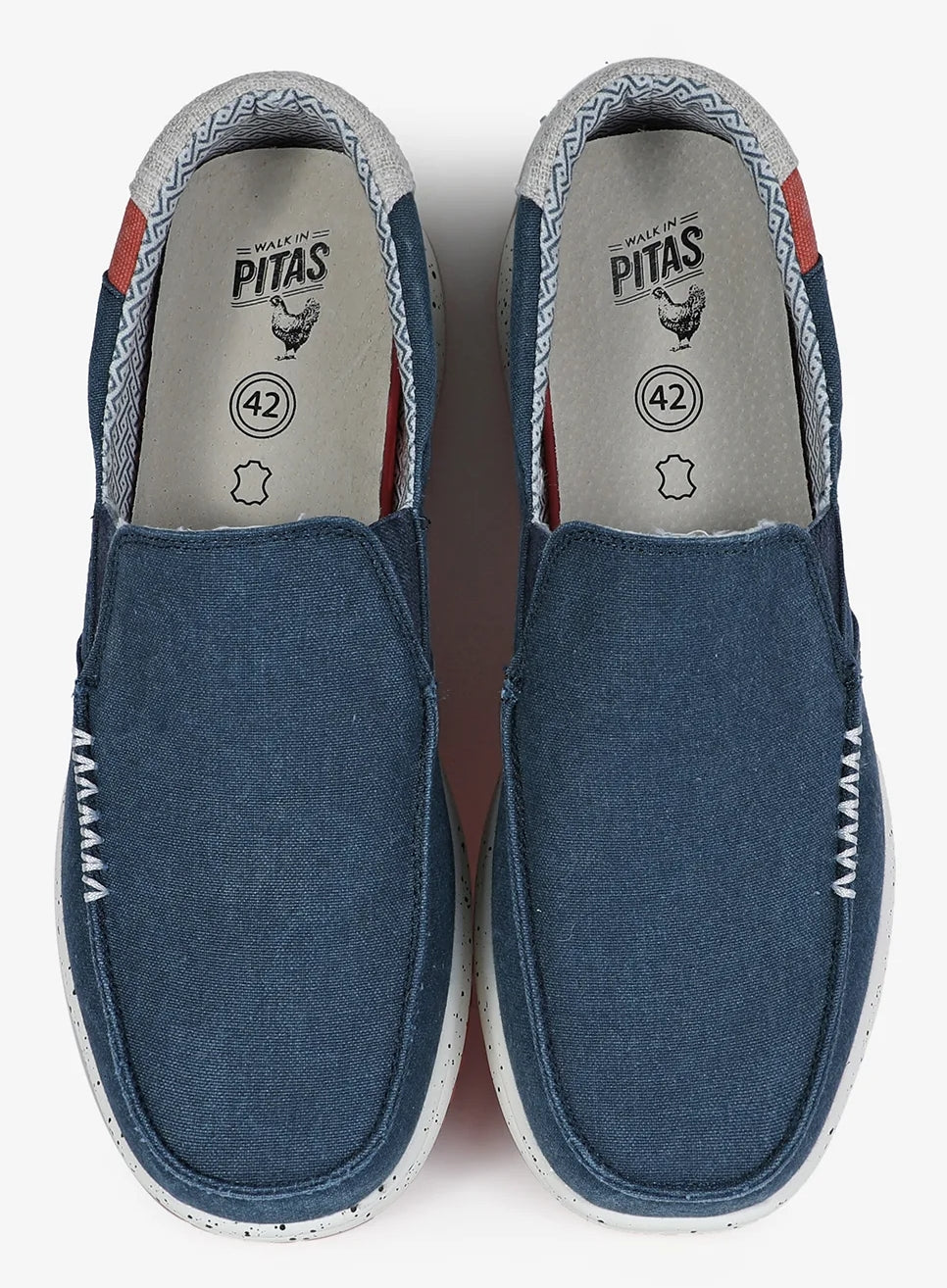 Men's slip on Itaki cotton canvas shoes from Pitas in Marino Navy Blue.