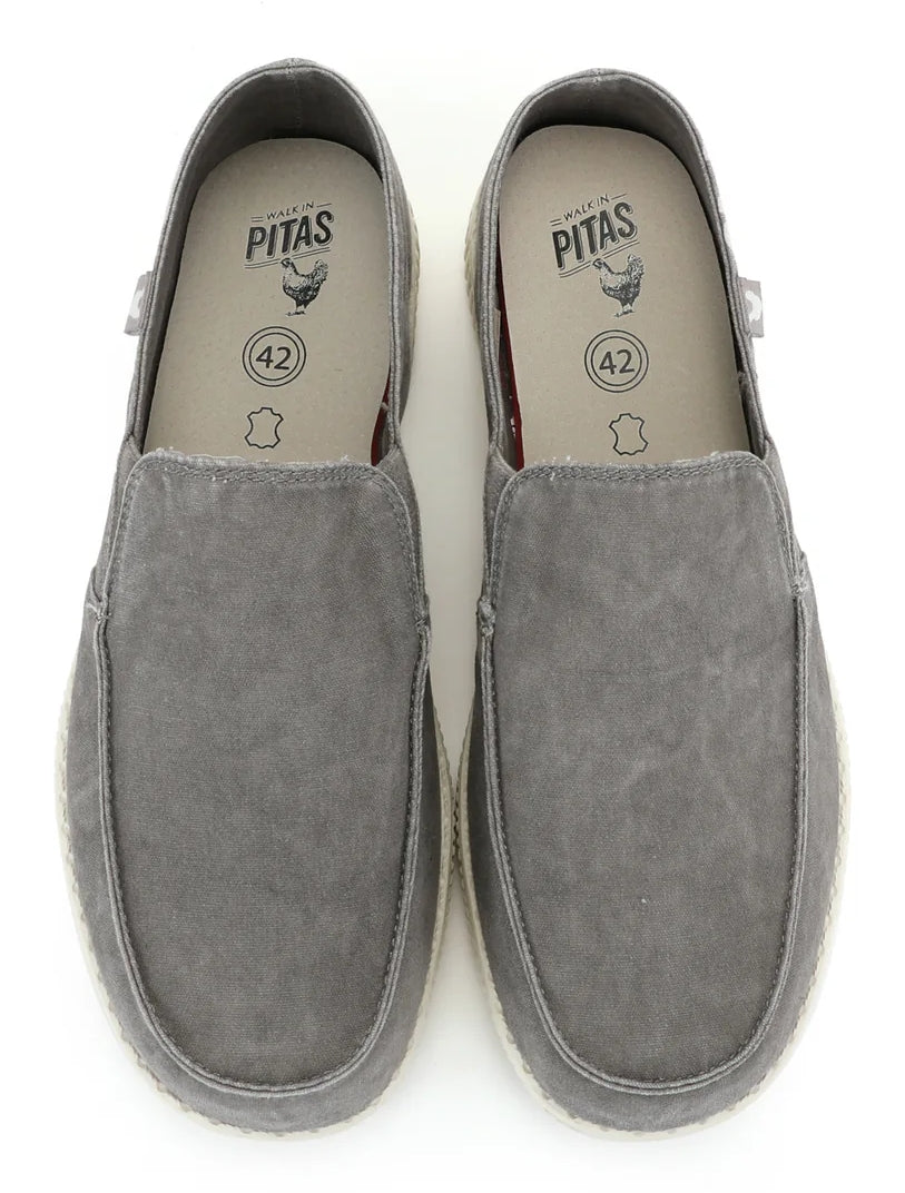 Men's Pitas WP150 slip on loafer shoes in washed Grey.