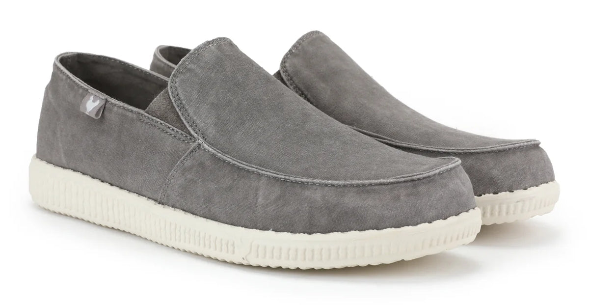 Pitas men's WP150 lightweight slip on shoes in washed Grey.