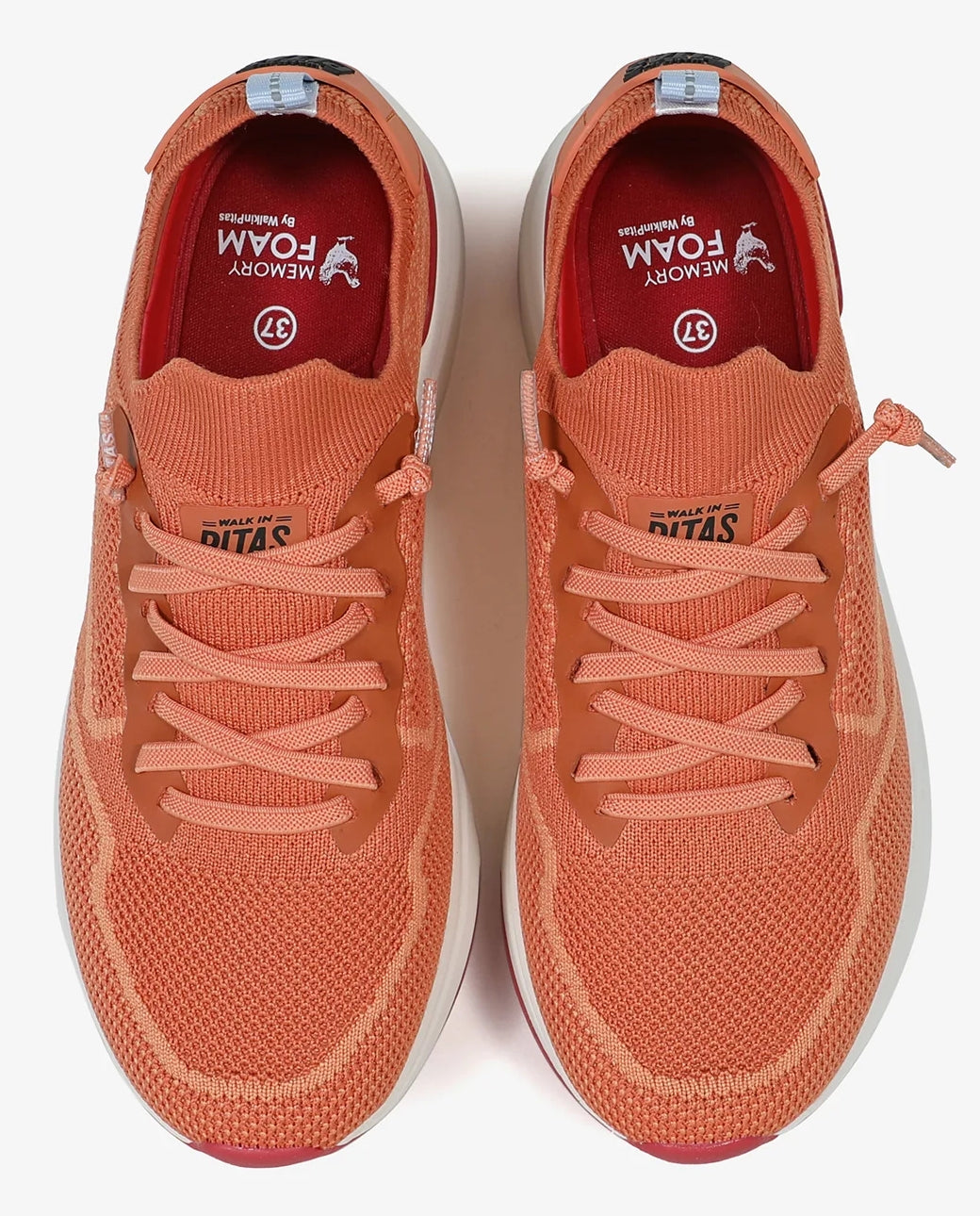 Women's Pitas Cue Orange mesh pull on trainers with memory foam insole.