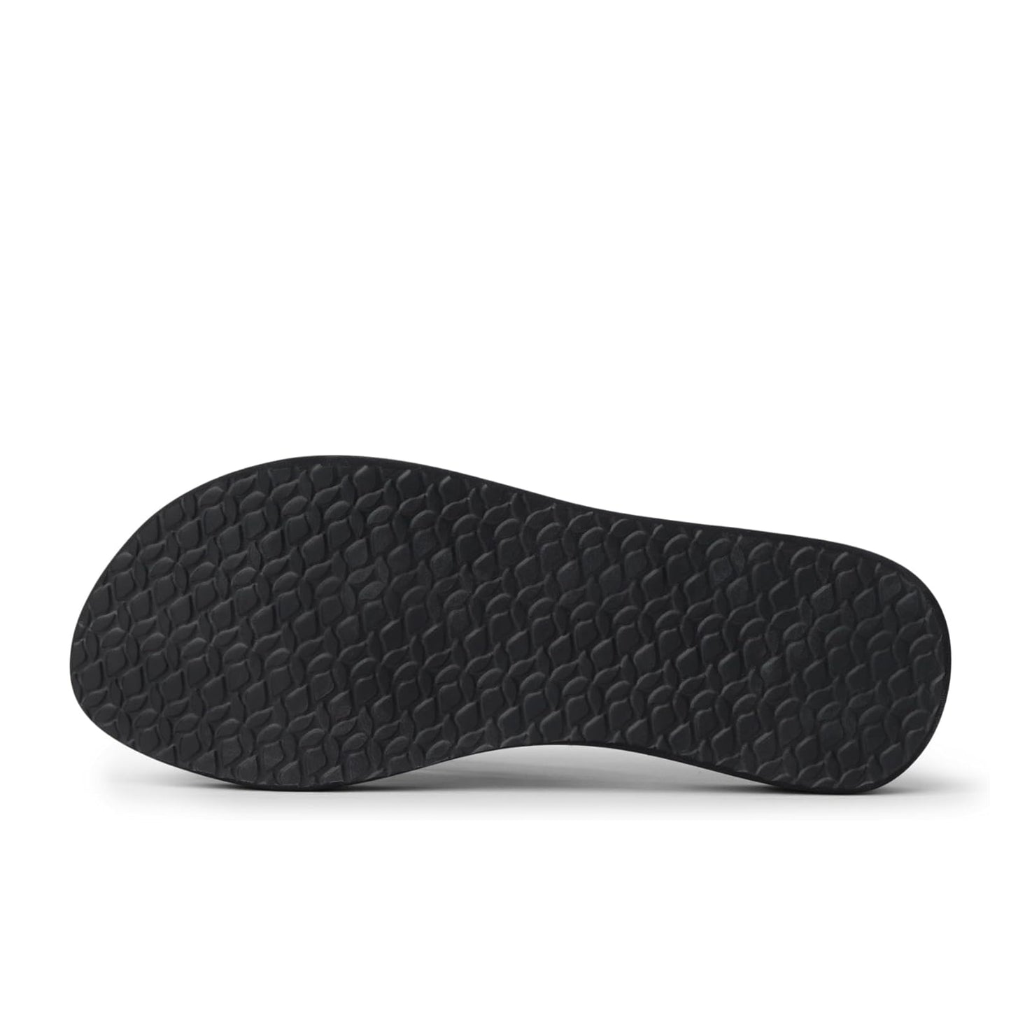 Bottom sole view of a womens Reef Cushion Breeze flip flop in plain black