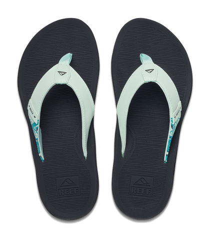 Reef womens Santa Ana flip flops in grey with mint straps and textured footbed