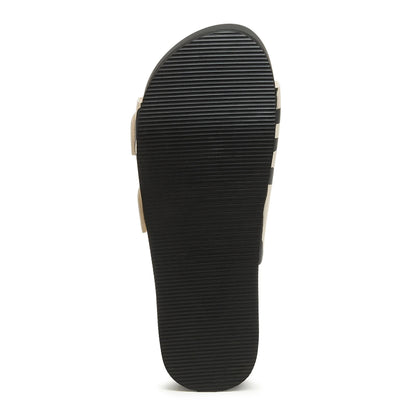 Bottom view of the sole of womens Rocket Dog Esti Plus sandals in zebra print.
