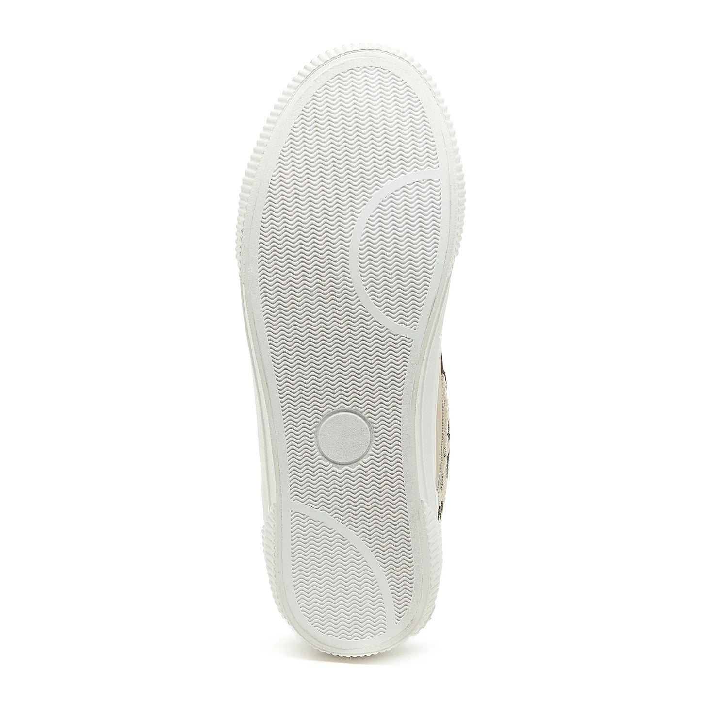 Bottom view of the white outsole of womens Rocket Dog Cheery colour block trainers.