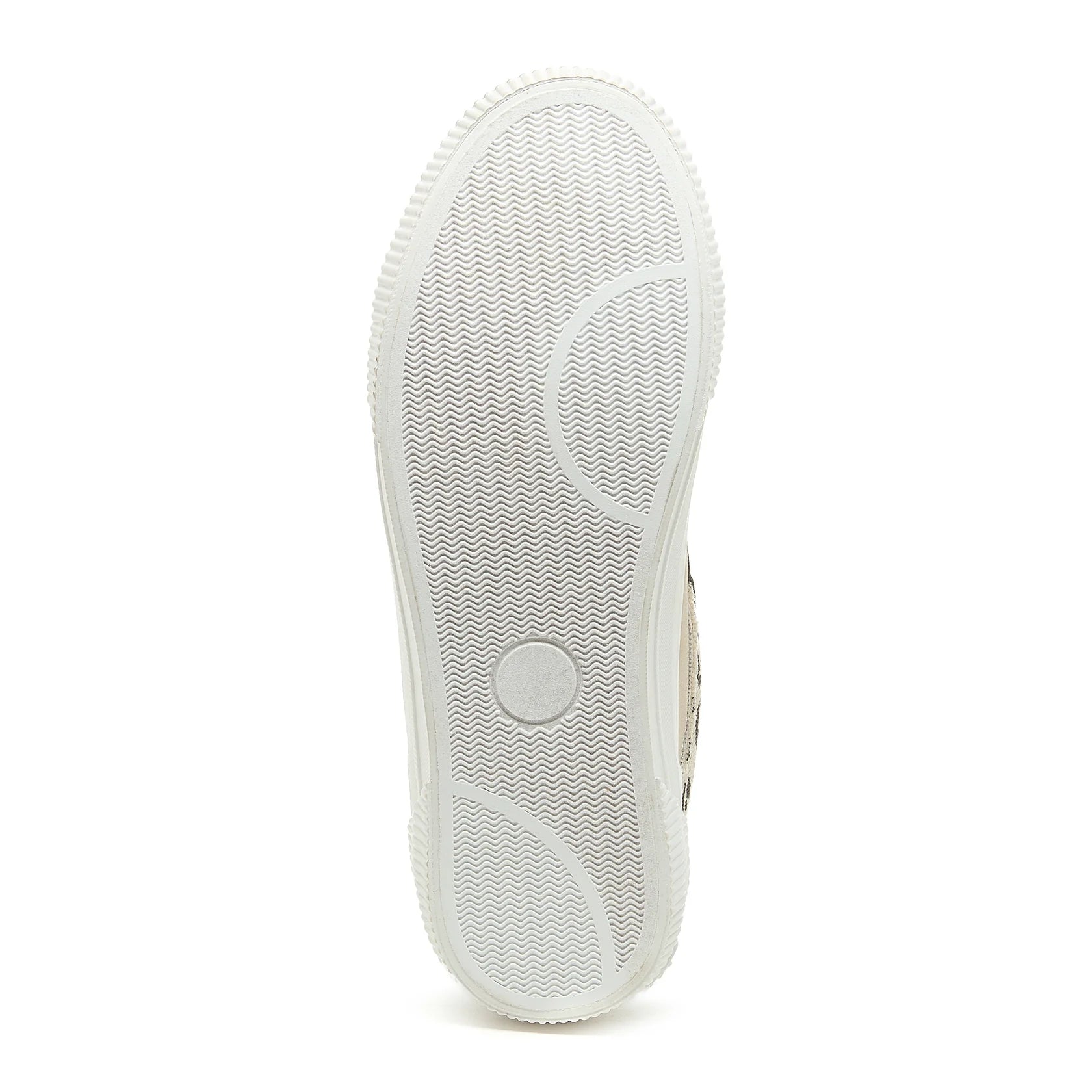Bottom view of the white outsole of womens Rocket Dog Cheery colour block trainers.