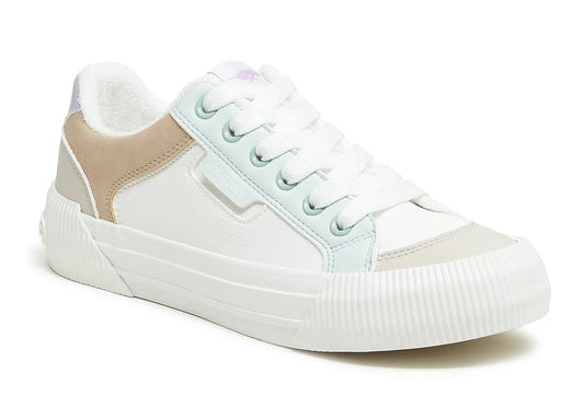 Rocket Dog womens Cheery Colour Block lace up trainers in white.