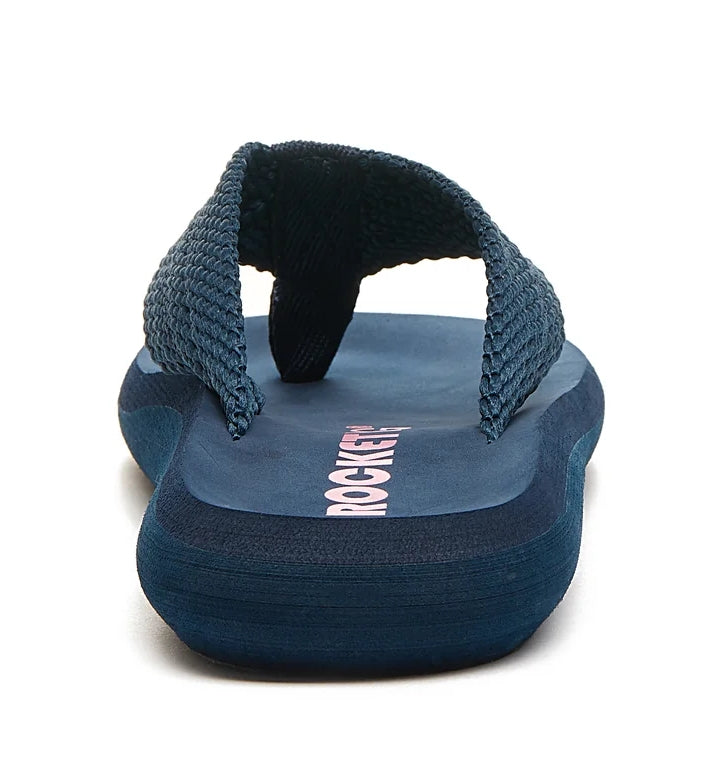 Women's Sunset webbing flip flops from Rocket Dog in Navy.