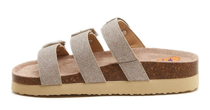 Gold Glitter three strap women's Astor sandals from Rocket Dog.