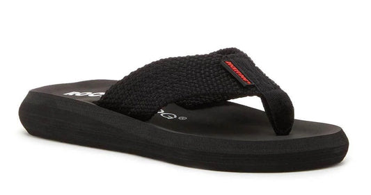 Rocket Dog women's Sunset webbing strap flip flops in Black.