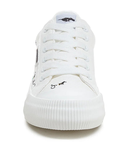 White floral and bee embroidery Cheery platform trainers from Rocket Dog with lace up front.