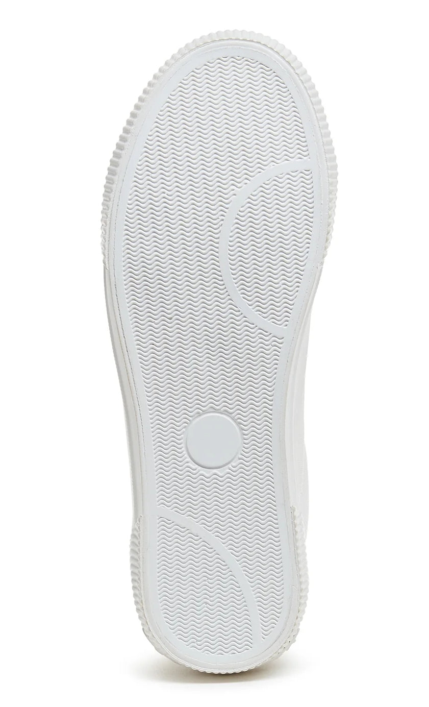 Women's white Cheery floral embroidered platform trainers from Rocket Dog.