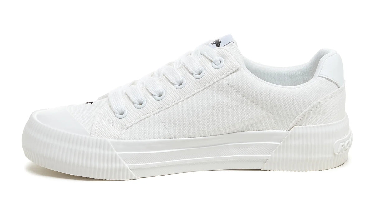 Womens white lace up Cheery flora embroidered platform trainers from Rocket Dog.