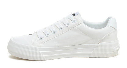 Womens white lace up Cheery flora embroidered platform trainers from Rocket Dog.