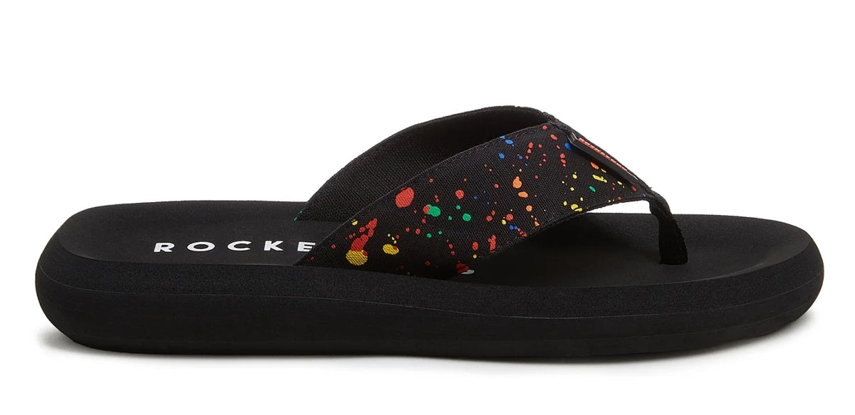 Women's Rocket Dog Spotlight flip flops in Multicoloured splash print.