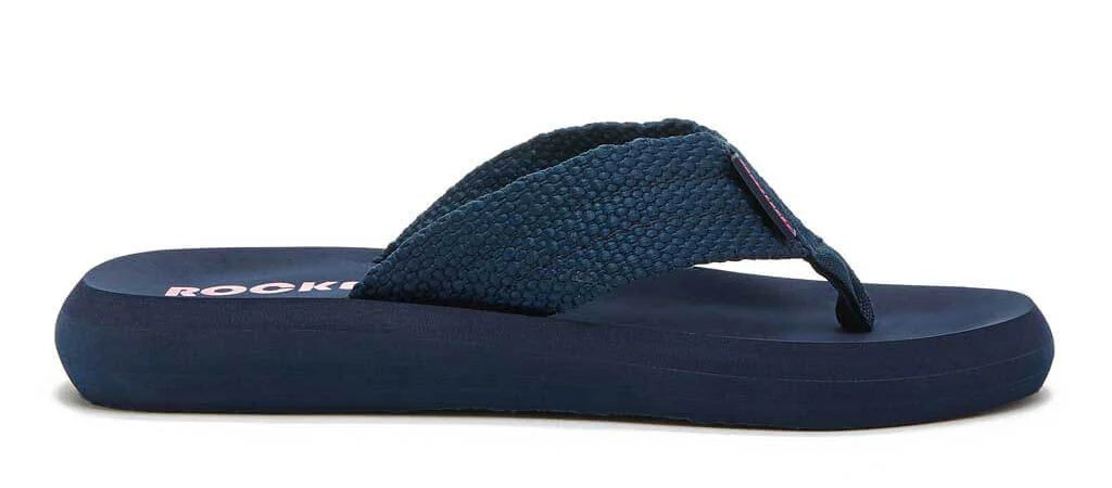 Women's Rocket Dog webbing strap Sunset flip flops in Navy.