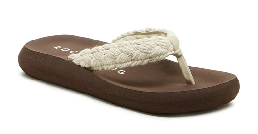 Rocket Dog women's Sunset Cord flip flops in natural / brown.